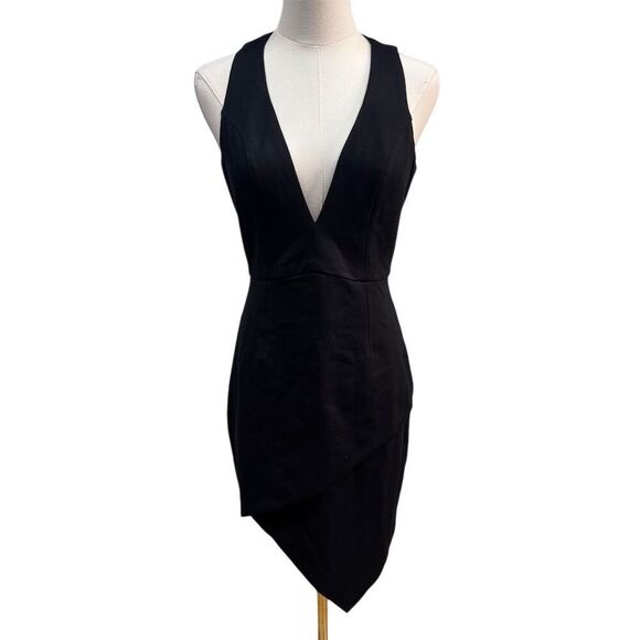 NWT NBD Women's S Black Asymmetrical Hem Mini Dress - Picture 1 of 6